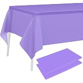 PLULON 2 Pieces Purple Tablecloth Plastic Table Cover 137 x 274 cm Rectangle Table Cover for Wedding Birthday Party Home Tabl