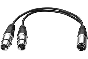 SIENOC Câble séparateur XLR, câble Microphone en Y 1 mâles vers 2 femelle XLR - 0,3m, Noir Argent