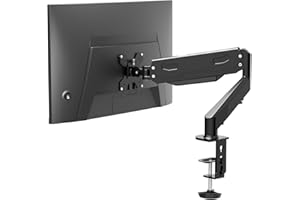 Pholiten Bras Ecran PC pour écran LCD LED 13-27", Bras de Moniteur avec Ressort à gaz, Rotatif à 360°, réglable en Hauteur, Support d'écran VESA 75x75/100x100MM, Gain de Place, Facile à Installer