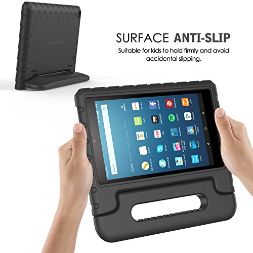 MoKo Hülle für Fire HD 2016 8 Zoll – Superleicht EVA Kids Shock Proof Cover Stoßfest Kindgerechte Schutzhülle für Fire HD Tablet (Vorherige 6. Generation – 2016), Schwarz - 8