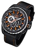 FIREFOX XXL Chronograph Firestorm FFS205-107 Herrenuhr Edelstahl SCHWARZ/orange Lederarmband Dornschließe 10 ATM wasserdicht