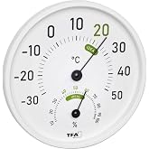 TFA Dostmann Analog termal higrometre, 45.2045.02, i&ccedil; ve dış mekan i&ccedil;in, renkli konfor b&ouml;lgeleri, beyaz, U 130 x G 20 x Y 165