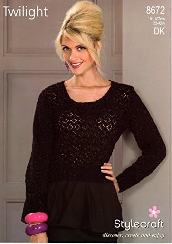 Stylecraft Knitting Pattern - Twilight DK Yarn - LADIES SWEATER - 8672