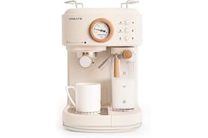 CREATE / THERA RETRO PRO/Machine à espresso semi-automatique Blanc cassé / 20 bar, bac à lait, égouttoir, deux becs verseurs, capacité 1,5l, pour café moulu, 1250W