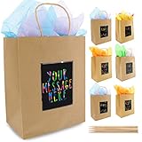 7 Sacs Cadeaux Marron à Personnaliser avec Papier de Soie de Purple Ladybug Novelty | Pochettes 19x24x12 cm | Emballage Kraft pour Paquets Cadeaux Originaux | Pour Offrir aux Anniversaires et Autres