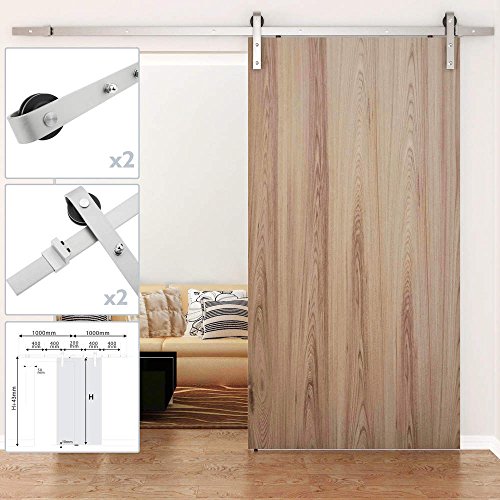 Preisvergleich Produktbild PrimeMatik - Schiebetürbeschlag Set Schiebetürsystem Zubehörteil Stahl schattiert Farbe 2m