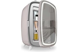 Cecotec Nevera Pequeña de Cosméticos 6L Bamba CoolingBeauty 6000 Mirror Rose. Mini Frigorífico con Puerta con Espejo Exterior, Lud LED con 3 Intensidades, Enfriamiento de hasta 10ºC