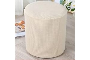HOOWARM Funda Otomana Redonda de Tejido Jacquard, Funda de Reposapiés de Sofá, Funda para Taburete Elástica Extraíble Lavable Protector de Puff con Parte Inferior Elástica (Color : A, Size : 40X40CM)