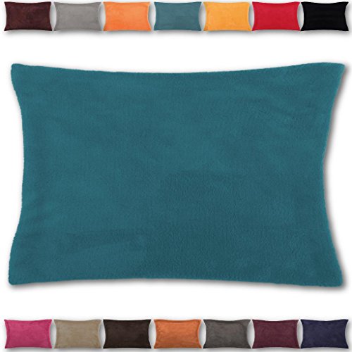 Kissenhülle Kuschel 30 x 50, Auswahl: petrol – ozeanblau mit Füllung - 2