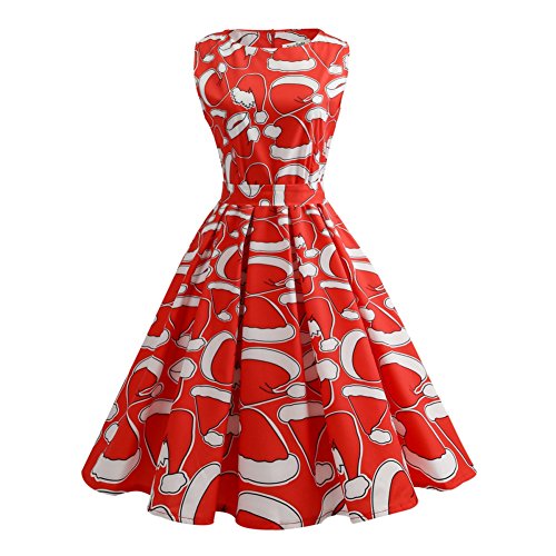 Moresave Ladies Christmas Sleeveless Dress Santa Reindeer Cocktail Party  Swing | Desertcart Mauritius
