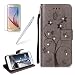 Produktbild Für Galaxy A5 (2017) A520F Klapphülle, Girlyard Bling Diamant Schmetterling Blumen Muster Grau PU Leder Hülle Slim Fit Soft Silikon Innere Bumper Wallet Case mit Lanyard Strap Standfunktion Kartenfach Magnet Schutzhülle für Samsung Galaxy A5 2017