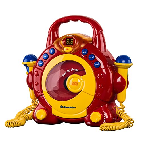 Roadstar KID-55CD Kinder CD-Spieler mit 2 Mikrofonen und Karaoke-Funktion (tragbar, Batterie-Betrieb, Kopfhörer-Anschluss, 10 Watt Musikleistung) - 3