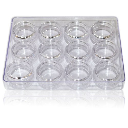 12 x Nailart Döschen Dosen Tiegel (leer) transparent mit Schraubverschluss in Nailartbox - 2