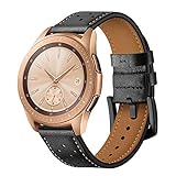 BZLine Armband | Leder Ersatz Uhrenarmband | Für Samsung Galaxy Watch 42 mm/46 mm Smartwatch Bluetooth | Nagelneu und Hohe Qualität | Einfach zu Justieren | Bandlänge: ca.220 mm | Bandbreite: 20 mm/22 mm (Schwarz, 42 mm)