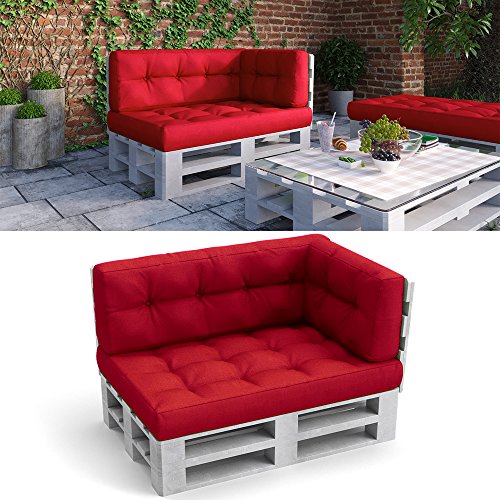Palettenkissen Palettensofa Palettenpolster Kissen Polster Lehne Sitz+Seiten+Rückenkissen Rot - 2