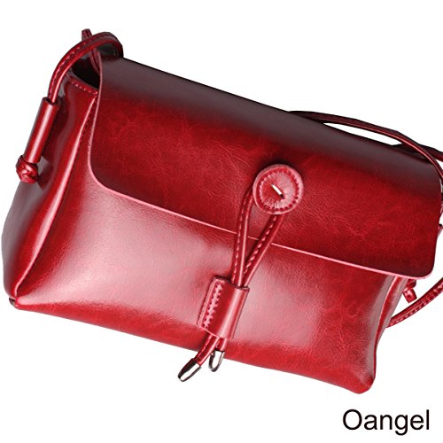 OANGEL Women's Elegant Genuine Leather Cross Body Bag Shoulder Bags Hot Gift (Wine Red)