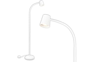 ‎BRILONER Biała lampa stojąca z regulowaną głowicą, na 1 żarówkę GU10 maks. 9W, metalowa konstrukcja, z przełącznikiem nożnym, nowoczesny design do salonu, biura lub kącika czytelniczego, IP20