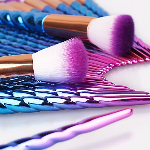 Bunte Pinselset mit 12 Stk und Professional Make up schminkpinsel mit leder Schutzhülle (mehrfarbig) - 5