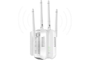 DOBWGXZ 2025 Upgraded WiFi Extender Booster, WiFi Booster Range Extender with Ethernet Port, 4 Antennas Internet Booster, Home Wireless Signal Booster, Quick Setup