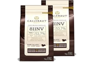 CHOCOLATE TRADING CO Saver Bundle Callebaut, 54% Dark chocolate chips (2 x 1kg Bundle)