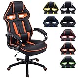 CLP Fauteuil de Bureau Gamer Racing Diesel Similicuir I Chaise de Bureau Ergonomique Réglable en Hauteur I Chaise Gaming à roulettes Charge Max. 150 kg I Couleur: Noir/Orange