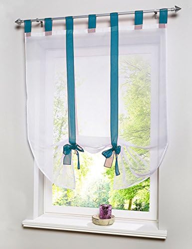 Artvale Roman Blinds Interior Curtain with Ribbon - Window Decoration for Bedroom Balcony Bathroom Room, blue, 80_x_140_cm