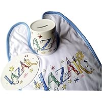 Taufset personalisiert, Lätzchen Spardose Türschild mit Namen, Rosirosinchen