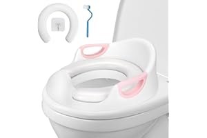 DEANIC Adaptador WC Niños Reductor WC Niños con Reposabrazos 2 Cojínes, Orinal Bebe 2 a 8 Años, Adaptador Baño Para Niños (Rosa)