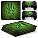 Produktbild Morbuy PS4 Pro Skin Design Folie Aufkleber Sticker schützende Haut Schale für Sony Playstation 4 Pro Konsole und 2 Dualshock Controller (Green Leaf)
