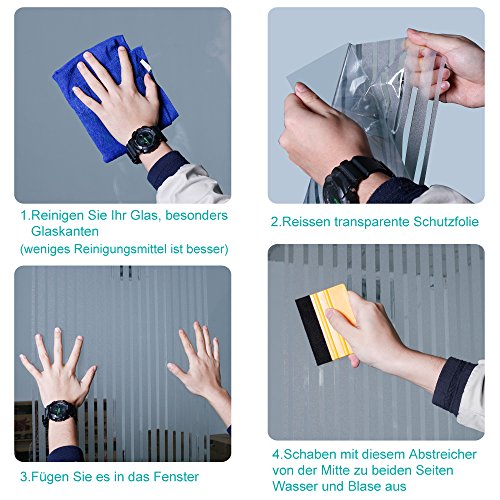 Rovtop 90*200cm Fensterfolie Sichtschutzfolie Glasdekorfolie Selbstklebend Fensterfolie Milchglasfolie - 3
