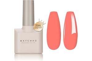 MAYCHAO Gel Nail Polish, 15ML Coral Gel Nail Polish, Soak Off UV LED Spring Summer Orange Gel Polish Nail Art Starter Manicure Salon DIY at Home, 0.5 OZ
