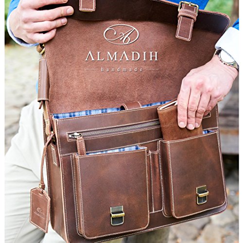 ALMADIH Leder Sitzkissen braun Vintage aus echtem Ziegenleder – 100 % Handarbeit – Pouf Sitzhocker Ottoman orientalische marokkanische Lederkissen Ledersitzkissen Bodenkissen Lederhocker Sitzsack Pouffe Kissen (braun Vintage) - 9