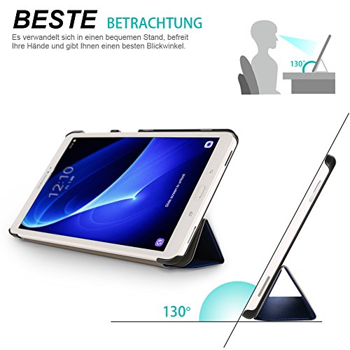 Samsung Galaxy Tab A 10.1 Hülle – Colico Ultra Dünn Case mit Ständer, eigebauter Magnet für Auto Sleep / Wake Up Funktion, Leder Tasche Etui Schutzhülle Cover Stand Holder , Perfekt Geeignet für Samsung Tab A 10.1 Tablet 2016 Version Wi-Fi/ LTE SM-T580N SM-T585N (Blue) - 3