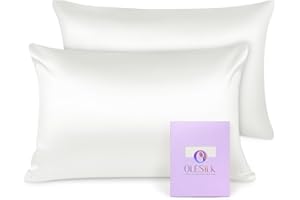 OLESILK Seide Kissenbezug Kissenhülle Haar- und Hautpflege mit Reißverschluss 16 Momme 2 Stücke Elfenbein 40x80cm
