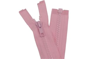 YaHoGa 2 Stück 60 cm Reißverschluss Kunststoff 5mm teilbar Reissverschluss Reißverschluss für Jacken Rosa