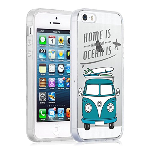 JAMMYLIZARD   Carcasa Para   iPhone 5 5s y iPhone SE   Transparente De Silicona Sketch Back Cover  VW SURF VAN