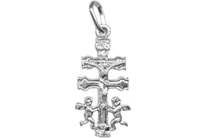 AVANCY Cruz Caravaca Plata de Ley 925ml - Angeles y Cristo en Relieve - Bendecida - Fabricada en España.
