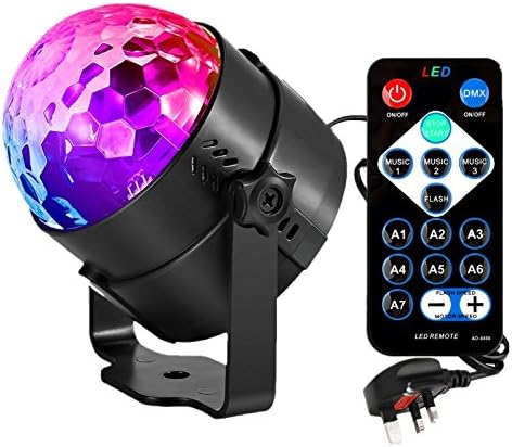 COIDEA Disco Lights Disco Ball Strobe Lights DJ Lights Stage Light LED Lights Glitter Ball Party Lights - Sound Actived 7 Colors 3W RGB Mirror Ball for Birthday Parties, Kids, Karaoke, Wedding, Stage, Club, Home, Outdoor and more(with Remote)