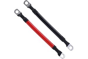 CRESBEL 2 Pcs Onduleur Batterie Câble - 12V 15cm 35mm² 2 AWG Cable Batterie Voiture, Bornes à Anneau Rouge et Noir Câble de Batterie, Cuivre Câbles de Batterie pour Moto, Automobile, Bateaux Marins