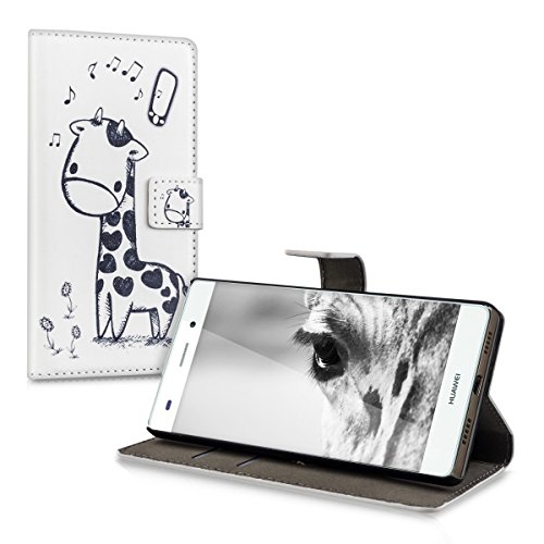 kwmobile Funda para Huawei P8 Lite  2015  - Carcasa de  Cuero sint  tico  con dise  o de Jirafa - Case con  Tarjetero 