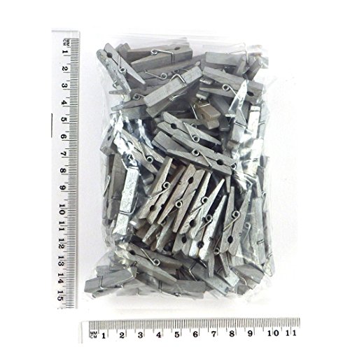 100 kleine mini Dekoklammern Klammern Holz Wäscheklammern Miniklammern Holzklammern natur Silber Gold (Silber-35mm) - 5