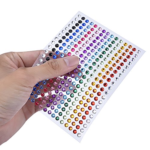 eBoot 300 Stück 5mm Strass Aufkleber Strasssteine Edelstein Aufkleber Bunte Bling Strass Aufkleber Blatt - 3