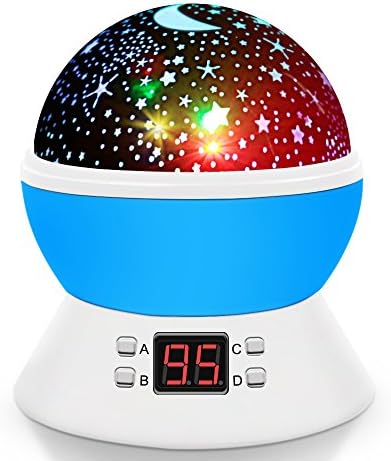 Night Light Projector Lamp, SCOPOW Rotating Star Projector with Timer Auto-off USB Battery Powered Home Decoration Lamp Gift for Kids Boys Girls (blue)