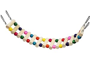 kowaku Bird Wooden Ladder Bridge Climbing Rope Ladder Stand Holder Pet Bird Rope Ladder Bird Toy Ladder for Conures Budgie Finches