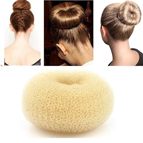 iLuLu Beauty 1 Piece Hair Styling Mesh Chignon Donut Bun Shapers Blonde Color Large Size (8-9cm Diameter)