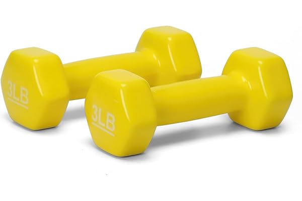 Amazon Basics Vinyl Coated Dumbbell for Gym Exercises, Set of 2, 1.4 Kg, Yellow