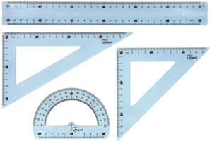 Maped Study - Ensemble incassable 4 pièces avec règle 30 cm, 2 équerres, rapporteur