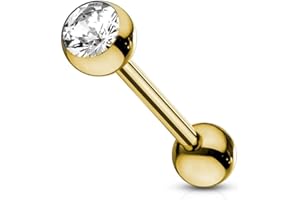 viva-adorno Barbell Piercing Bar Tongue Piercing Ear Piercing Stud Barbell Surgical Steel 316L Coated Zirconia Z309, Stainless Steel
