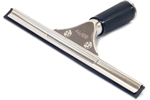 GBPro - Limpiacristales Profesional de Acero Inoxidable (25 cm) con Cuchilla de Goma - Equipo de Limpieza de Ventanas