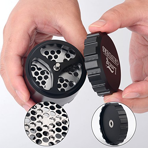 lincig Grinder Luxe Mahlwerken # 1 Pflanze trocknet Salzmühle Extra scharfe Klinge, 2,5 Zoll Design-patentierte Aluminium DIY anpassen Crusher schwarz - 3